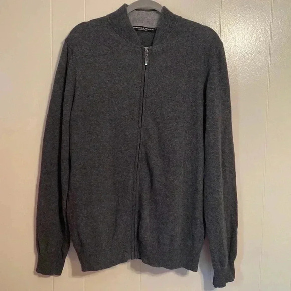 Daniele Blasi Wool Gray Zip Front Cardigan Sweater. Size Large. Made in Italy. - Picture 1 of 9